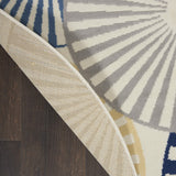 Nourison Grafix Geometric White 5'3" x Round Area Rug, Easy Clean, Non Shedding, Bed Room, Living Room, Dining Room, Kitchen (5 Round)