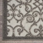 Nourison Aloha Indoor/Outdoor Grey/Charcoal 2'8" x 4' Area Rug, Transitional, French Country, Easy Cleaning, Non Shedding, Bed Room, Kitchen, Living Room, Deck, Backyard, (3' x 4')
