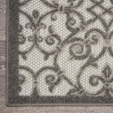 Nourison Aloha Indoor/Outdoor Grey/Charcoal 2'8" x 4' Area Rug, Transitional, French Country, Easy Cleaning, Non Shedding, Bed Room, Kitchen, Living Room, Deck, Backyard, (3' x 4')