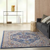 Nourison Passion Traditional Blue/Multicolor 5'3" x 7'3" Area -Rug, Easy -Cleaning, Non Shedding, Bed Room, Living Room, Dining Room, Kitchen (5x7)