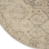 Nourison Tranquil Traditional Beige/Grey 5'3" x Round Area -Rug, Easy -Cleaning, Non Shedding, Bed Room, Living Room, Dining Room, Kitchen (5 Round)" }