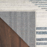 Nourison Astra Machine Washable Geometric Ivory Blue 4' x 6' Area Rug, Easy Clean, Non Shedding, Bed Room, Living Room, Dining Room, Kitchen (4x6)