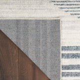 Nourison Astra Machine Washable Geometric Ivory Blue 4' x 6' Area Rug, Easy Clean, Non Shedding, Bed Room, Living Room, Dining Room, Kitchen (4x6)