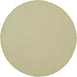 Nourison Courtyard Indoor/Outdoor Ivory Green 5 x Round Area Rug, Easy Cleaning, Non Shedding, Bed Room, Living Room, Dining Room, Backyard, Deck, Patio (5 Round)