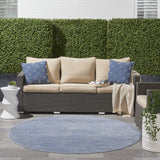 Nourison Essentials Indoor/Outdoor Blue/Grey 6' x Round Area Rug, Easy Cleaning, Non Shedding, Bed Room, Living Room, Dining Room, Backyard, Deck, Patio (6 Round)