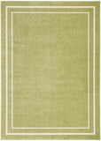 Nourison Essentials Indoor/Outdoor Solid Bordered Green Ivory 5' x 7' Area Rug, Easy Cleaning, Non Shedding, Bed Room, Living Room, Dining Room, Backyard, Deck, Patio (5x7)