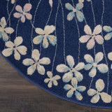 Nourison TRA04 Tranquil Bohemian Floral Navy Area Rug 5'XROUND, 5'3" x Round