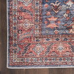 Nourison Brilliance Machine Washable Traditional Vintage Navy/Brick 2' x 4' Area Rug, Easy Clean, Non Shedding, Bed Room, Living Room, Dining Room, Kitchen (2x4)