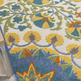 Nourison Aloha Indoor Outdoor Multicolor 5'3" x 7'5" Area Rug, Floral, Tropical, Easy Cleaning, Non Shedding, Bed Room, Living Room, Deck, Backyard, (5' x 7')