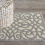 Nourison Palamos Indoor/Outdoor Cream Grey 2'2" x 3'9" Area Rug, Easy Cleaning, Non Shedding, Bed Room, Living Room, Dining Room, Backyard, Deck, Patio (2x4)