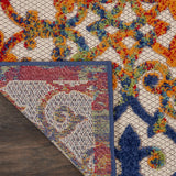 Nourison Aloha Indoor/Outdoor Multicolor 2'8" x 4' Area Rug, Transitional, French Country, Easy Cleaning, Non Shedding, Bed Room, Kitchen, Living Room, Deck, Backyard, (3' x 4')