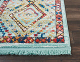 Nourison Tribal Decor Tribal Aqua 2'2" x 7'9" Area Rug, Easy Cleaning, Non Shedding, Bed Room, Living Room, Dining Room, Kitchen (2x8)