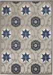 Nourison Aloha Indoor/Outdoor Grey/Blue 3'6" x 5'6" Area Rug, Easy Clean, Non Shedding, Bed Room, Living Room, Dining Room, Deck, Backyard, Patio (4x6)