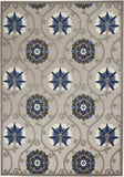 Nourison Aloha Indoor/Outdoor Grey/Blue 3'6" x 5'6" Area Rug, Easy Clean, Non Shedding, Bed Room, Living Room, Dining Room, Deck, Backyard, Patio (4x6)