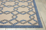 Nourison CRB16 Indoor/Outdoor Area Rug, 9'3"x12'9", Ivory Blue