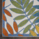 Nourison Aloha Indoor/Outdoor Tropical Botanical Ivory/Multi 3'6" x 5'6" Area Rug, (4' x 6')