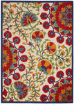 Nourison Aloha Indoor/Outdoor Red/Multi 3'6" x 5'6" Area Rug, Easy Cleaning, Non Shedding, Bed Room, Living Room, Dining Room, Deck, Backyard, Patio (4x6)