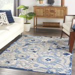 Nourison Aloha Indoor/Outdoor Blue/Grey 3'6" x 5'6" Area Rug, Easy Clean, Non Shedding, Bed Room, Living Room, Dining Room, Backyard, Deck, Patio (4x6)