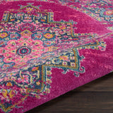 Nourison Passion Fuchsia 5'3" x Round Area Rug, Boho, Traditional, Easy Clean, Non Shedding, Bed Room, Living Room, Hallway, (5' Round)