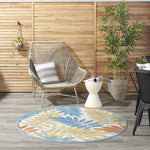 Nourison Aloha Indoor/Outdoor Tropical Botanical Ivory/Multi 4' x Round Area Rug, (4' Round)