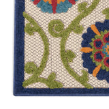 Nourison Aloha Indoor/Outdoor Blue/Multicolor 2' x 6' Area -Rug, Easy -Cleaning, Non Shedding, Bed Room, Living Room, Dining Room, Deck, Backyard, Patio (2x6)