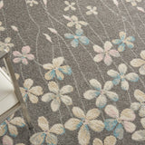 Nourison Tranquil Floral Grey/Beige 4' x 6' Area Rug, Easy Cleaning, Non Shedding, Bed Room, Living Room, Dining Room, Kitchen (4x6)