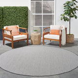 Nourison Courtyard Indoor/Outdoor Ivory/Charcoal 6' x Round Area Rug, Easy Cleaning, Non Shedding, Bed Room, Living Room, Dining Room, Backyard, Deck, Patio (6 Round)