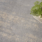 Nourison Essentials 60" Square Contemporary Indoor/Outdoor Rug in Gray/Ivory