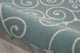 Nourison Home & Garden Indoor-Outdoor Light Blue 2'3" x 3'9" Area -Rug, Easy -Cleaning, Non Shedding, Bed Room, Living Room, Dining Room, Kitchen (2x4)