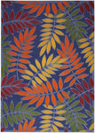 Nourison Aloha Indoor/Outdoor Navy Multicolor 3'6" x 5'6" Area Rug, Easy Cleaning, Non Shedding, Bed Room, Living Room, Dining Room, Backyard, Deck, Patio (4x6)