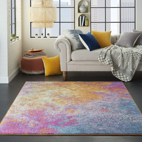 Nourison Passion Sunburst 3'9'' x 5'9'' Area-Rug, Modern, Abstract, Easy-Cleaning, Non Shedding, Bed Room, Living Room, Dining Room, Kitchen, (4' x 6')