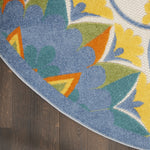Nourison Aloha Indoor Outdoor Multicolor 4' x Round Area Rug, Floral, Tropical, Easy Cleaning, Non Shedding, Bed Room, Living Room, Deck, Backyard, (4' Round)