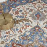 Nourison Elation Floral Ivory Blue 5'3" x 7'3" Area Rug, Easy-Cleaning, Non Shedding, Bed Room, Living Room, Dining Room, Kitchen (5x7)