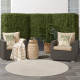 Nourison Essentials Indoor/Outdoor Ivory Beige 6' x Round Area Rug, Easy Cleaning, Non Shedding, Bed Room, Living Room, Dining Room, Backyard, Deck, Patio (6 Round)