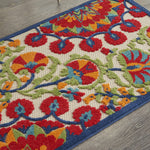 Nourison Aloha Indoor/Outdoor Red/Multi 2'8" x 4' Area Rug, Easy Cleaning, Non Shedding, Bed Room, Living Room, Dining Room, Deck, Backyard, Patio (3x4)