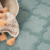 Nourison Easy Care 6' x 9' Fabric Aqua Teal Modern Indoor/Outdoor Rug