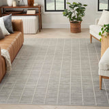 Nourison Serenity Home Geometric Light Grey 5'3" x 7'3" Area Rug, Easy Clean, Non Shedding, Bed Room, Living Room, Dining Room, Backyard, Deck, Patio (5x7)