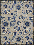 Nourison Aloha Indoor/Outdoor Natural/Blue 9'6" x 13' Area Rug, Easy Cleaning, Non Shedding, Bed Room, Living Room, Dining Room, Backyard, Deck, Patio (10x13)