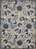 Nourison Aloha Indoor/Outdoor Natural/Blue 9'6" x 13' Area Rug, Easy Cleaning, Non Shedding, Bed Room, Living Room, Dining Room, Backyard, Deck, Patio (10x13)