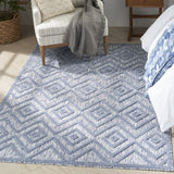 Nourison Versatile Indoor/Outdoor Denim Blue 4' x 6' Area Rug, Easy Cleaning, Non Shedding, Bed Room, Living Room, Dining Room, Deck, Backyard, Patio, High Traffic Area (4x6)