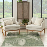 Nourison Garden Oasis Indoor/Outdoor Green Ivory 5' x 7' Area Rug, Easy Cleaning, Non Shedding, Bed Room, Living Room, Dining Room, Backyard, Deck, Patio (5x7)