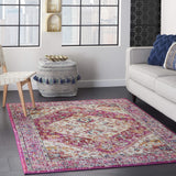 Nourison Passion Bohemian Ivory/Pink 5'3" x 7'3" Area Rug, Easy Clean, Non Shedding, Bed Room, Living Room, Dining Room, Kitchen (5x7)