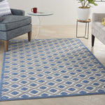 Nourison Aloha Indoor/Outdoor Blue/Grey 3'6" x 5'6" Area Rug, Easy Cleaning, Non Shedding, Bed Room, Living Room, Dining Room, Deck, Backyard, Patio (4x6)