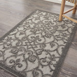 Nourison Aloha Indoor/Outdoor Grey/Charcoal 2'8" x 4' Area Rug, Transitional, French Country, Easy Cleaning, Non Shedding, Bed Room, Kitchen, Living Room, Deck, Backyard, (3' x 4')