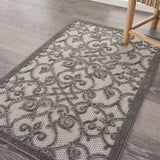 Nourison Aloha Indoor/Outdoor Grey/Charcoal 2'8" x 4' Area Rug, Transitional, French Country, Easy Cleaning, Non Shedding, Bed Room, Kitchen, Living Room, Deck, Backyard, (3' x 4')
