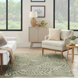 Nourison Garden Oasis Indoor-Outdoor Ivory Green 5' x 7' Area Rug, Easy Cleaning, Non Shedding, Bed Room, Living Room, Dining Room, Backyard, Deck, Patio (5x7)