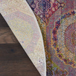 Nourison Global Vintage Geometric Multicolor 4' x Round Area -Rug, Easy -Cleaning, Non Shedding, Bed Room, Living Room, Dining Room, Kitchen (4 Round)