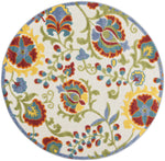 Nourison Aloha Indoor/Outdoor Ivory/Multi 5'3" x Round Area Rug, Easy Clean, Non Shedding, Bed Room, Living Room, Dining Room, Backyard, Deck, Patio (5 Round)