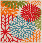 Nourison Aloha 5' x Square Green Fabric Tropical Area Rug (5' Square)