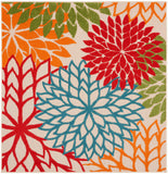 Nourison Aloha 5' x Square Green Fabric Tropical Area Rug (5' Square)
